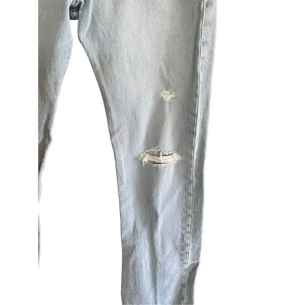 Levi's 501 Men's Blue Light Wash Distressed Straight Denim Jeans Size 32×30